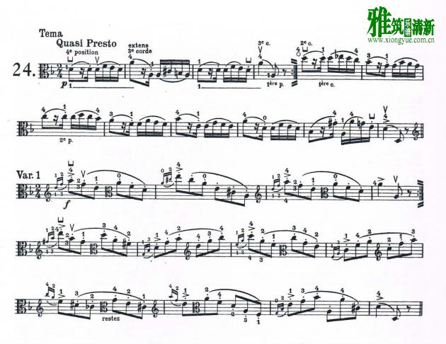 帕格尼尼随想曲中提琴谱 第24首