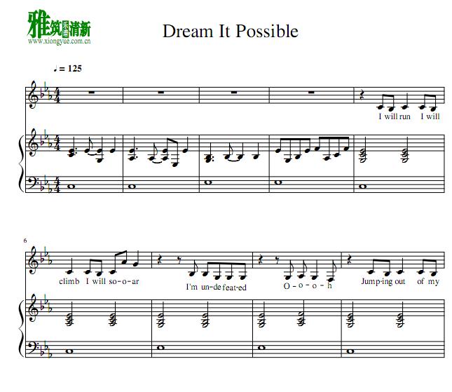 Dream It Possible钢琴伴奏谱