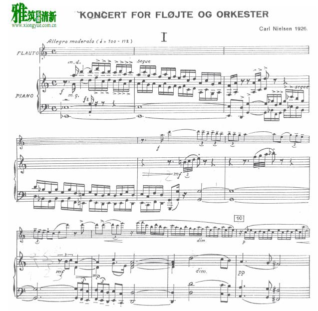 Carl Nielsen - Flute Concerto 钢琴伴奏谱