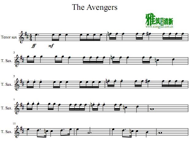复仇者联盟The Avengers 萨克斯谱  Tenor sax