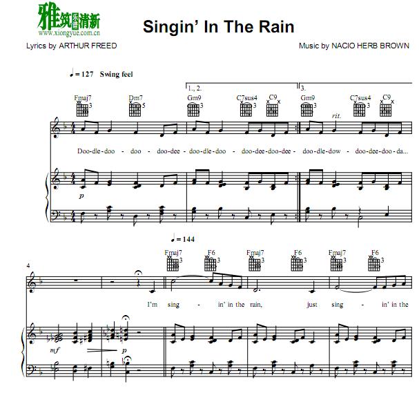 雨中曲 - Singin' in the Rain歌谱 正谱