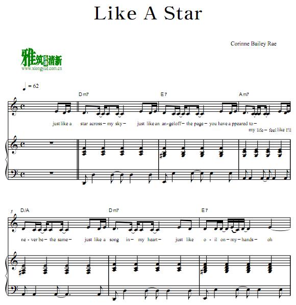 Corinne Bailey Rae肯妮贝儿 - Like A Star钢琴伴奏谱