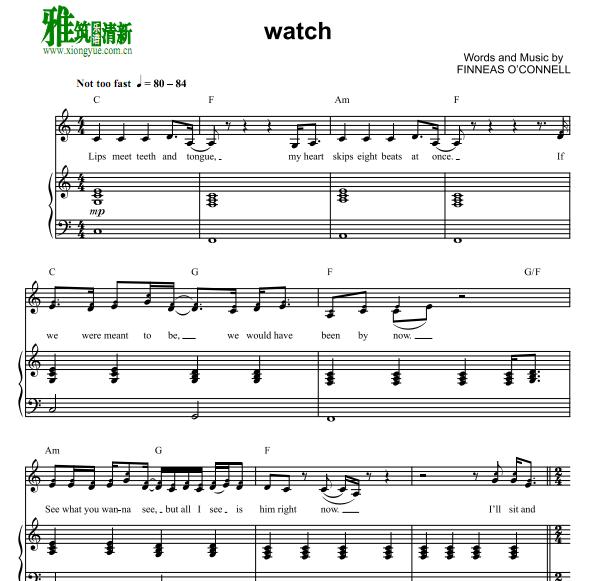  Billie Eilish - Watch歌谱 正谱