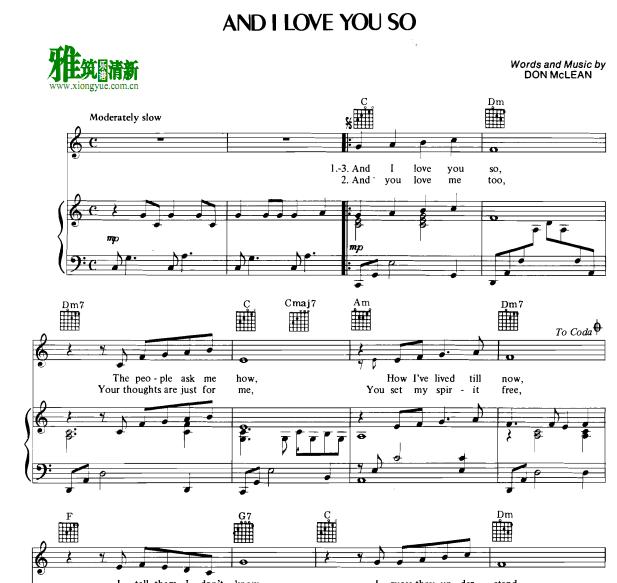 And I Love You So歌谱 正谱