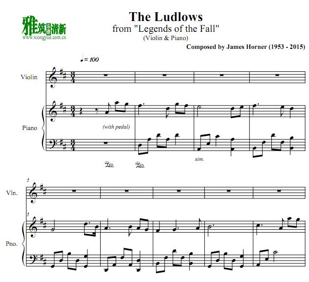 燃情岁月 - Legends of the Fall - The-Ludlows小提琴钢琴谱