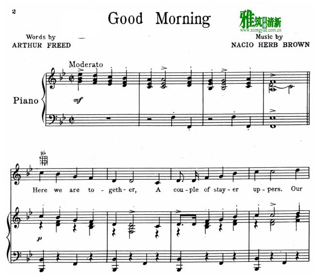 雨中曲 - Good Morning钢琴谱