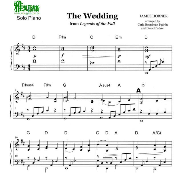 燃情岁月 - Legends of the Fall - The Wedding钢琴谱