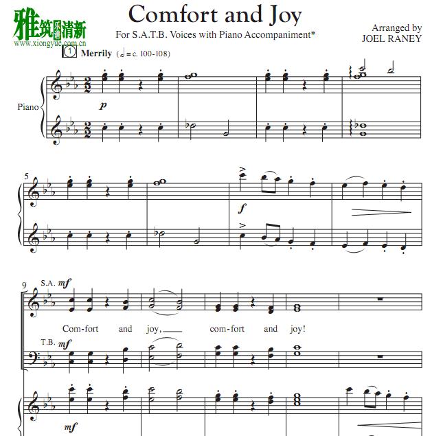 Comfort and Joy 四声部合唱钢琴伴奏谱