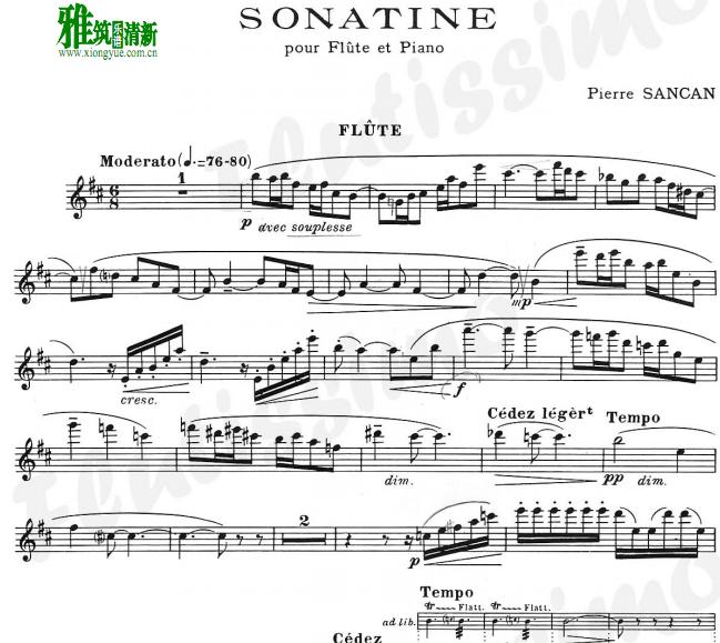 Pierre Sancan Sonatina 长笛