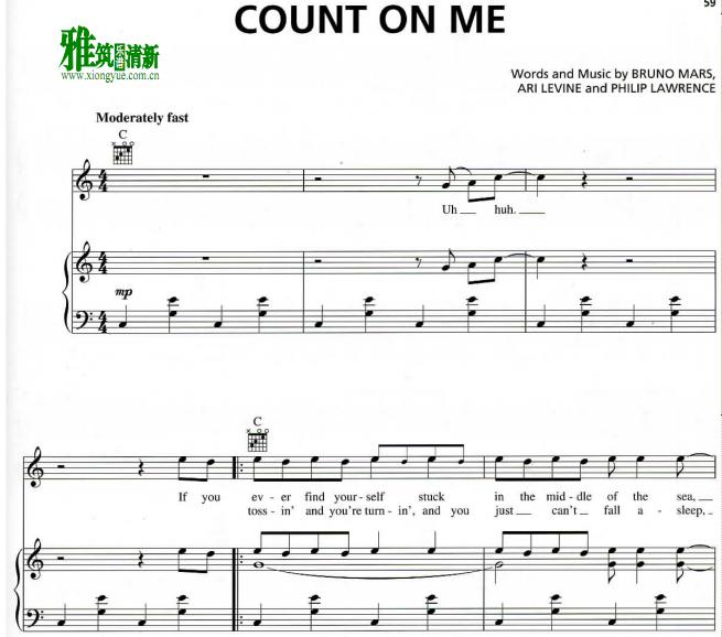 Bruno Mars - Count on Me歌谱 钢琴谱