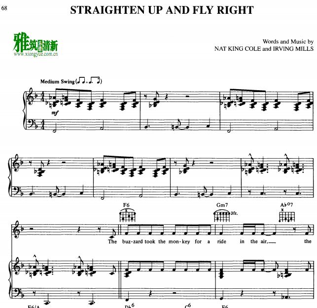 Straighten Up and Fly Right歌谱 正谱
