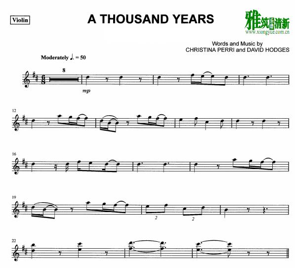 月光之城a thousand years小提琴谱