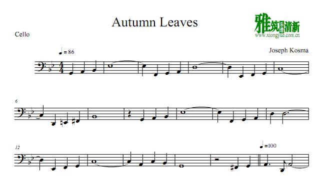 Autumn Leaves大提琴谱