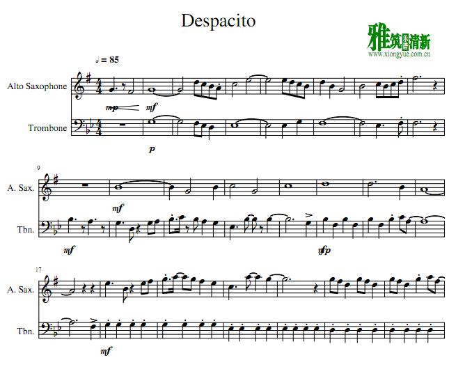 Despacito萨克斯长号重奏谱