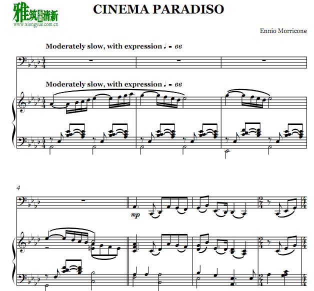 大号钢琴重奏谱 天堂电影院 Cinema Paradiso 大号钢琴重奏谱