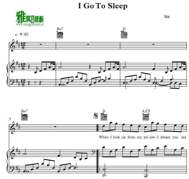  Sia - I Go To Sleep钢琴伴奏谱