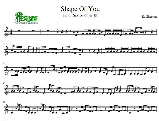 Shape Of You ˹ Bb Tenor Sax ˹