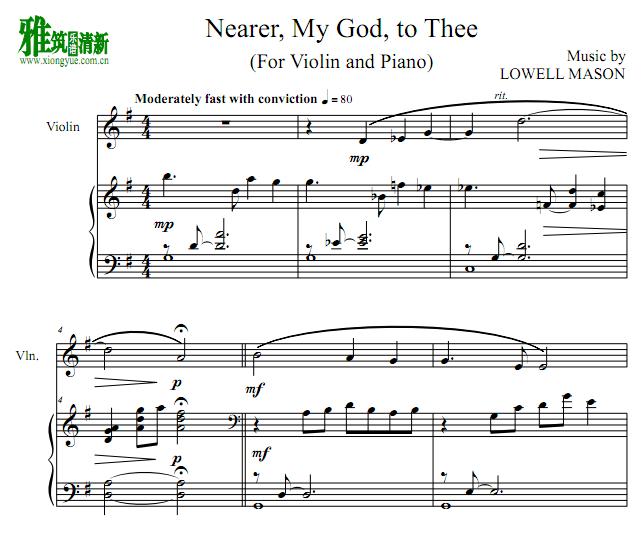 Nearer My God To Thee小提琴钢琴伴奏谱