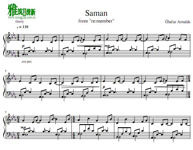 Olafur Arnalds - Saman钢琴谱