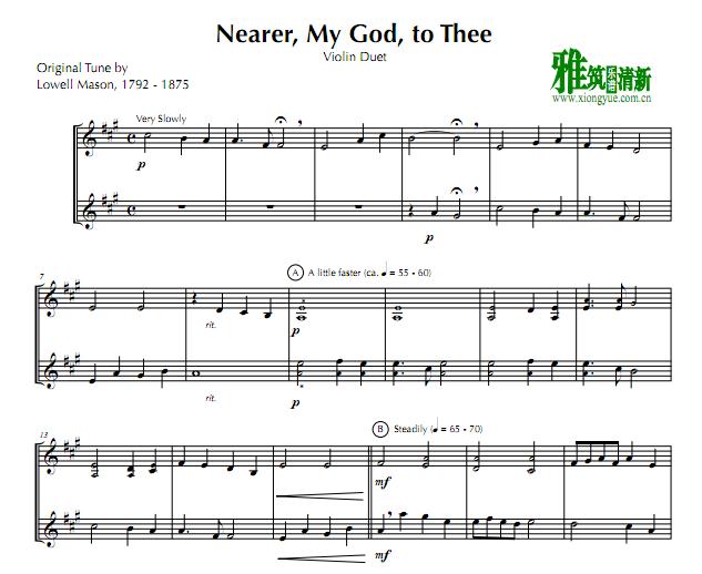 更近我主Nearer My God To Thee小提琴二重奏谱