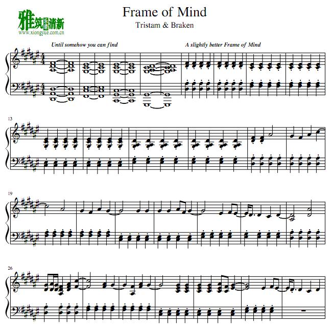 Tristam & Braken – Frame of Mind钢琴谱