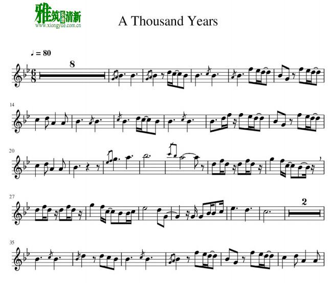a thousand years 长笛谱