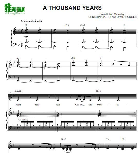 A Thousand Years钢琴弹唱伴奏谱