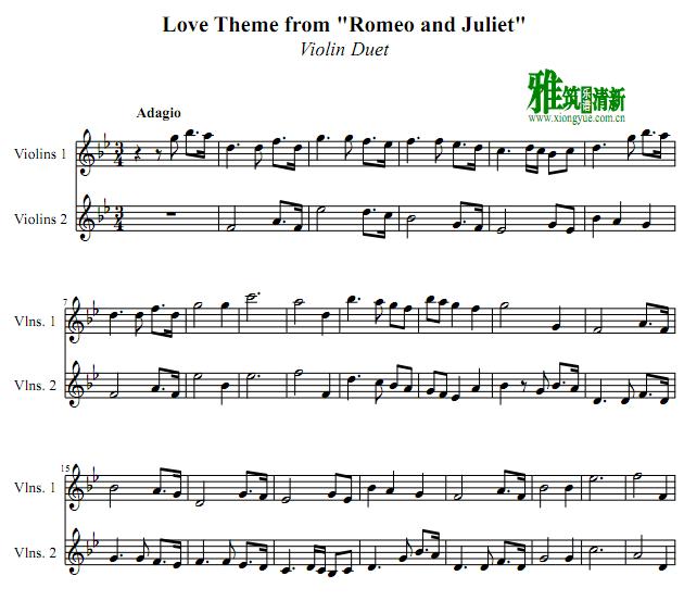罗密欧与朱丽叶- Love Theme小提琴二重奏谱