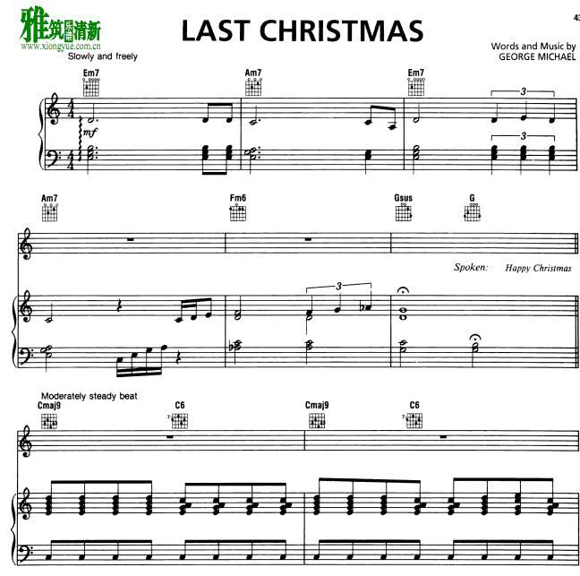 Last Christmas钢琴谱 有歌词