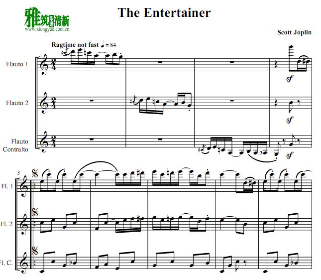 the entertainer长笛三重奏谱