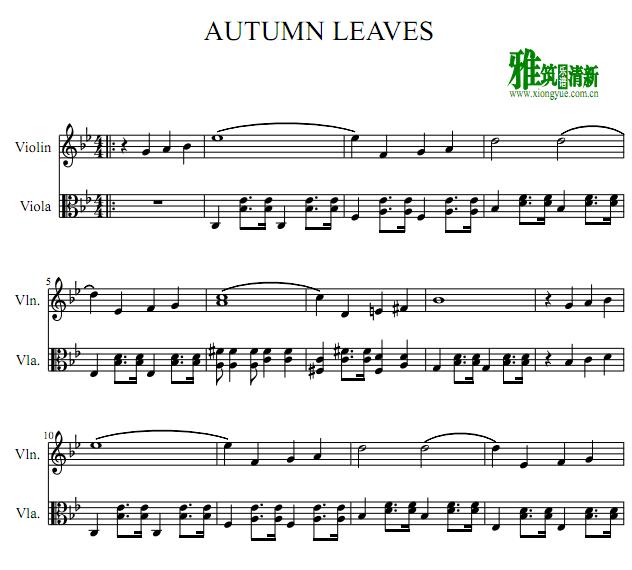 秋叶Autumn Leaves小提琴中提琴二重奏谱