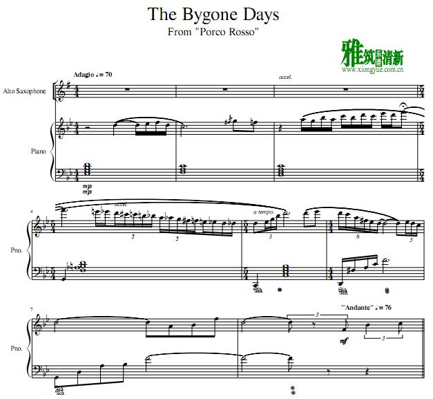 The Bygone Days萨克斯钢琴重奏谱1