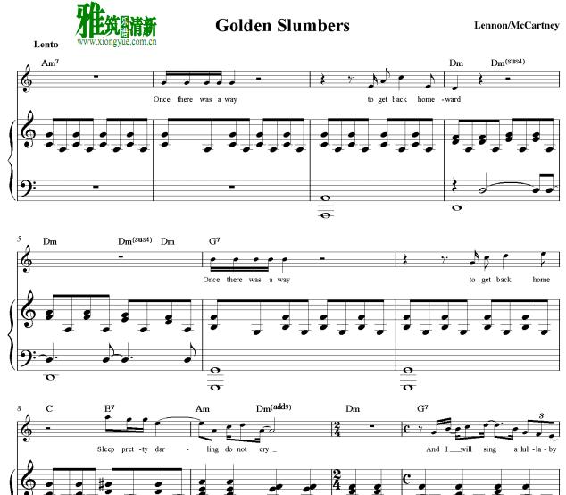 The Beatles - Golden Slumbers钢琴伴奏谱