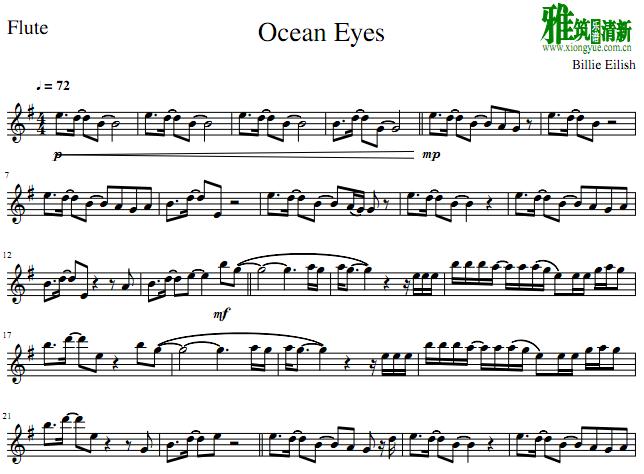Billie Eilish - Ocean Eyes 长笛谱 