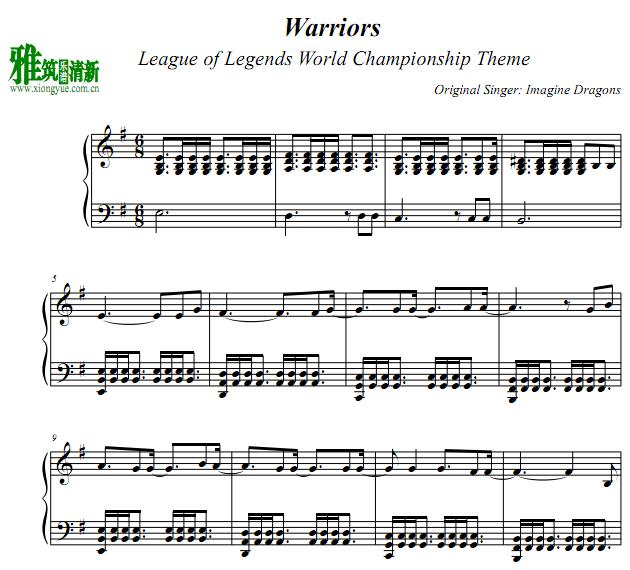 Imagine Dragons - Warriors钢琴谱