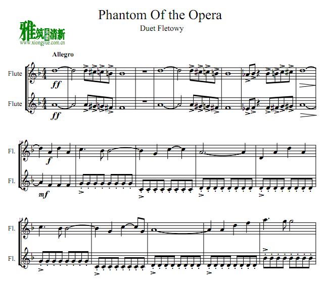 歌剧魅影Phantom of the Opera长笛二重奏谱