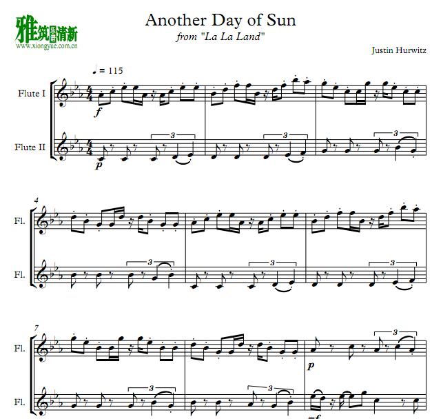 爱乐之城Another day of sun 长笛二重奏谱