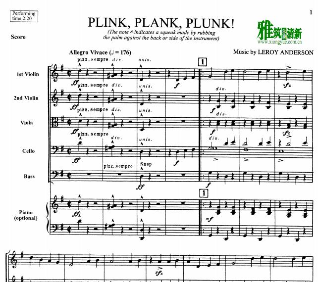 Plink, Plank, Plunk!弦乐团总谱
