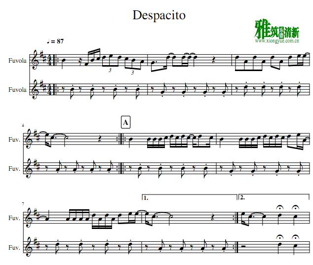 Despacito长笛二重奏谱