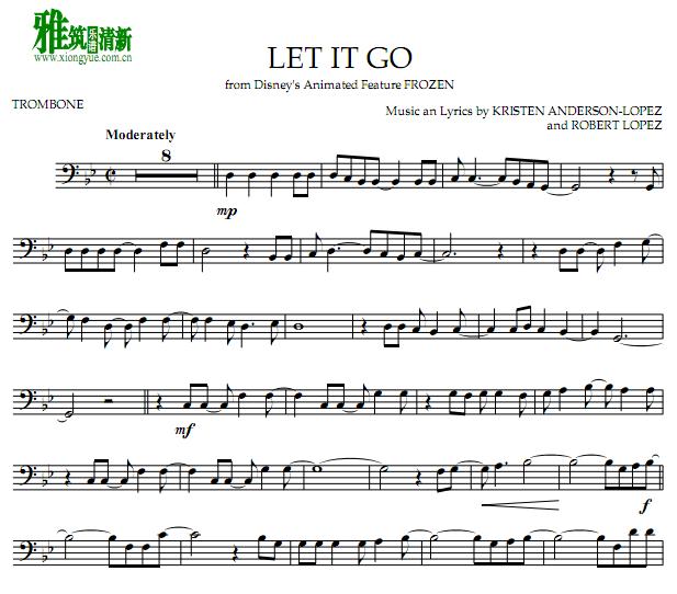 冰雪奇缘 Let it go长号谱