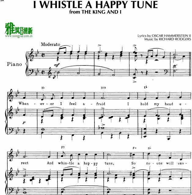 whistle简谱,口哨blackpink简谱数字 国王与我 i whistle a happy tune吹出快乐的曲调 歌谱 正谱
