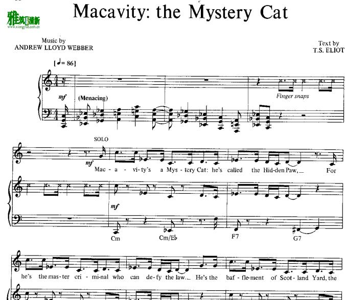 音乐剧猫Cats - Macavity  the Mystery Cat歌谱 正谱