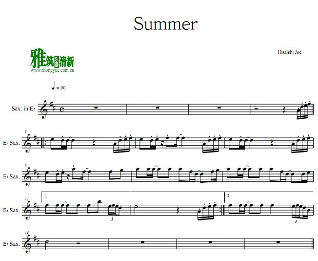 久石让Hisaishi Joe - Summer萨克斯谱