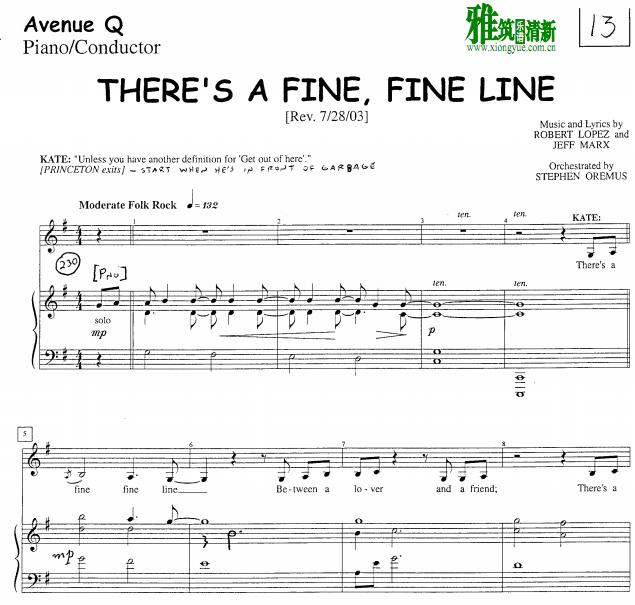 Avenue Q - There's a Fine Fine Line钢琴伴奏谱