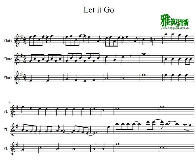 Let it Go长笛三重奏谱