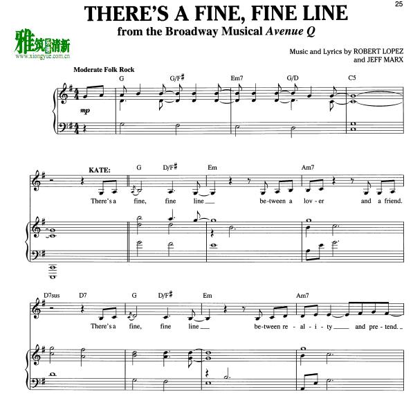 Avenue Q - There's a Fine Fine Line独唱钢琴伴奏谱