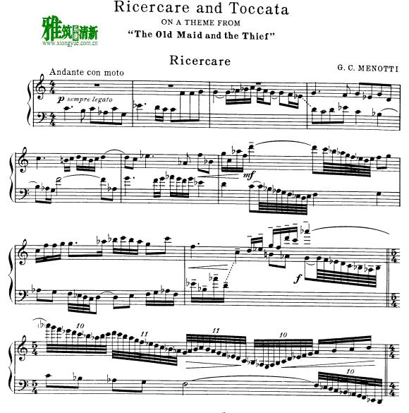 Menotti - Ricercare Toccata钢琴谱