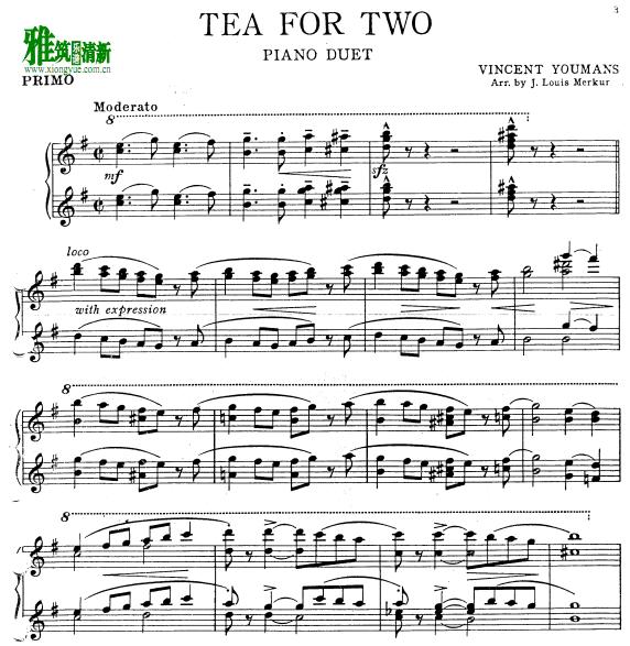 Tea for Two鸳鸯茶四手联弹谱1