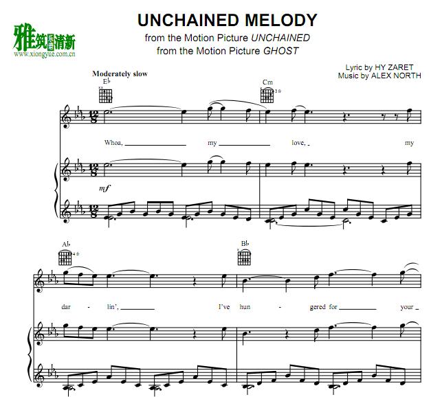 人鬼情未了- Unchained Melody歌谱 正谱