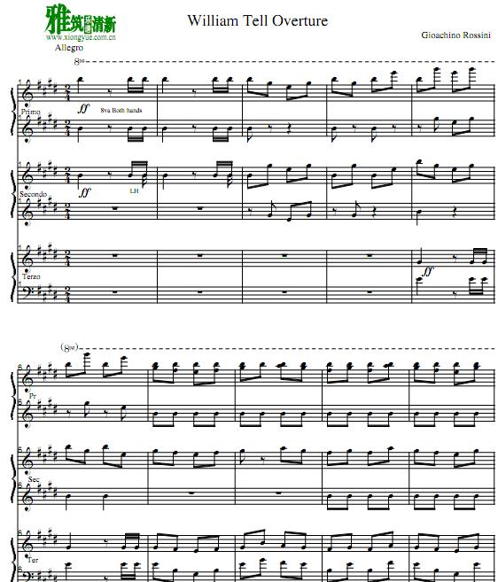 William Tell Overture威廉退尔序曲六手联弹谱